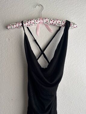 White Fox Black Cowl Neck Slip Dress